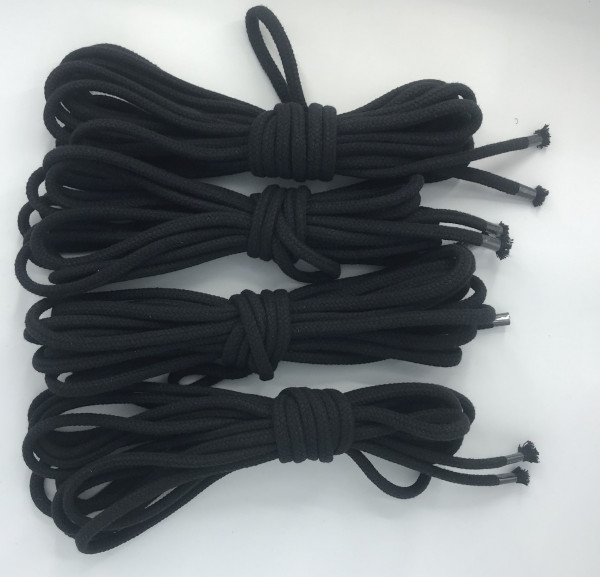 schwarzes Baumwollseil mit Seele 4 x 8 Meter inclusive Sicherheitsmesser